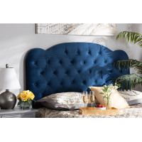 Baxton Studio Clovis-Navy Blue Velvet-HB-Queen Baxton Studio Clovis Modern and Contemporary Navy Blue Velvet Fabric Upholstered Queen Size Headboardd